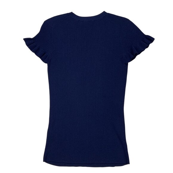 Ted Baker Tashhaa Frill Rib Knit Top Sweater 2 US/S Navy - Picture 12 of 13